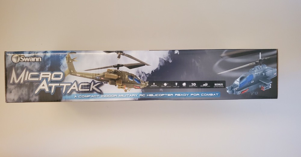 Swann Micro Attack RC Helicopter Gray 8 Min. Flight Time 3D Directional Control