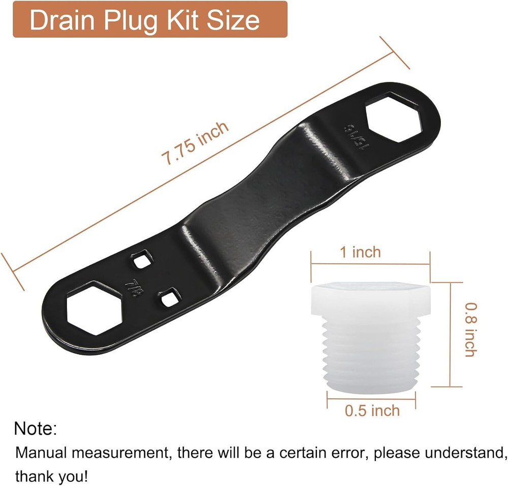 Water Heater Drain Plugs & Angled Wrench for RV Camper Fits 7/8" 15/16" 1/2" NPT