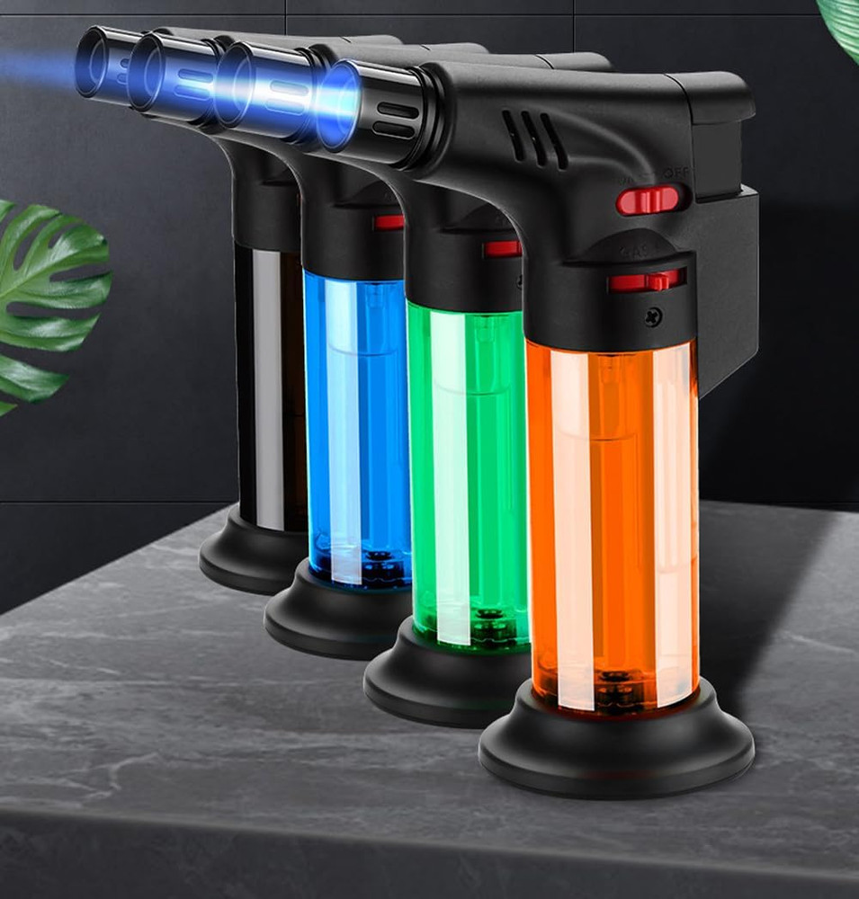 4 Pack Butane Torch Lighter Set,Candle Lighter Refillable, Jet Flame,Windproof,