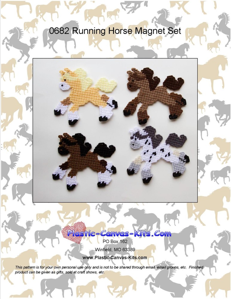 Running Horses Magnet Set-Plastic Canvas Pattern or Kit