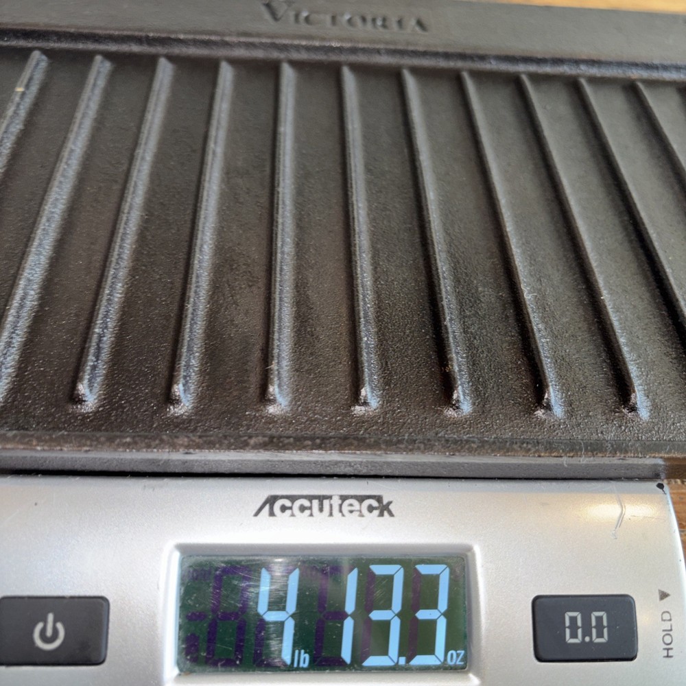 RESTORED Rectangular Cast Iron Double Burner Griddle, Reversible SEASONED