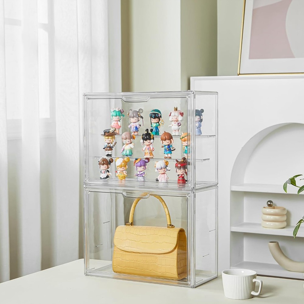 Clear Acrylic Display Case 3 Tier Display Shelf, Stackable Showcase with1542