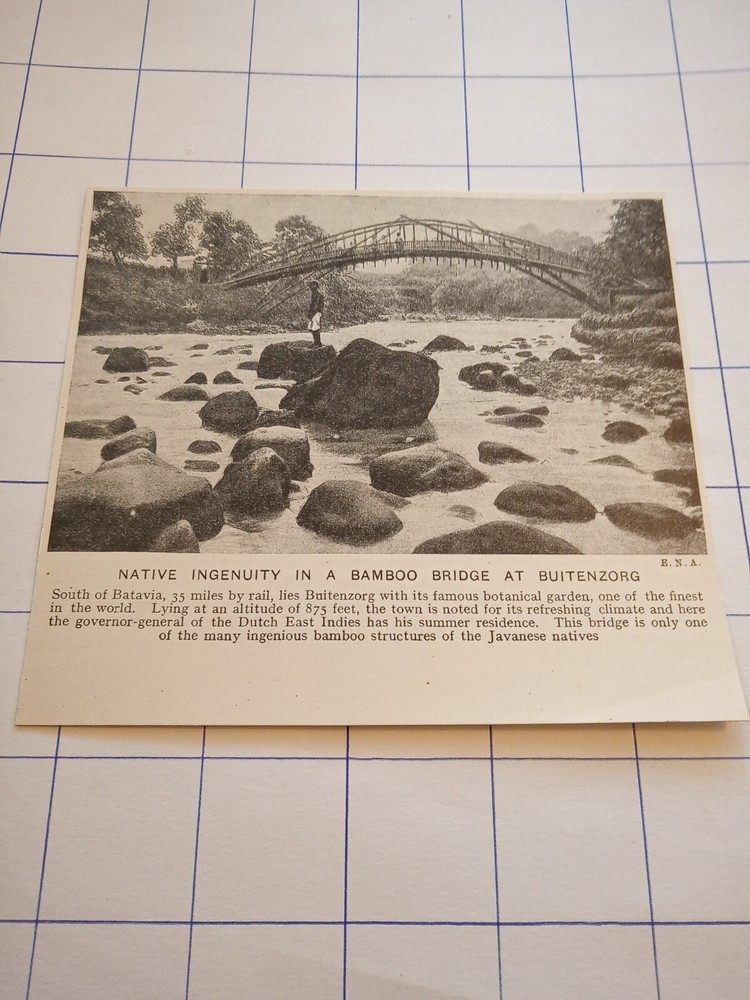 Bamboo bridge south of batavia Buitenzorg Java javanese c 1926