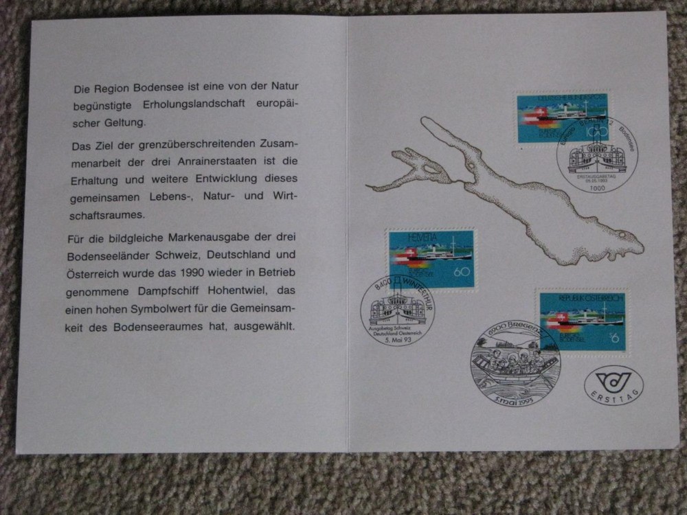AUSTRIA-GERMANY-SWITZERLAND OFFICIAL MAIL SHIPS FDC COMBO, 1993