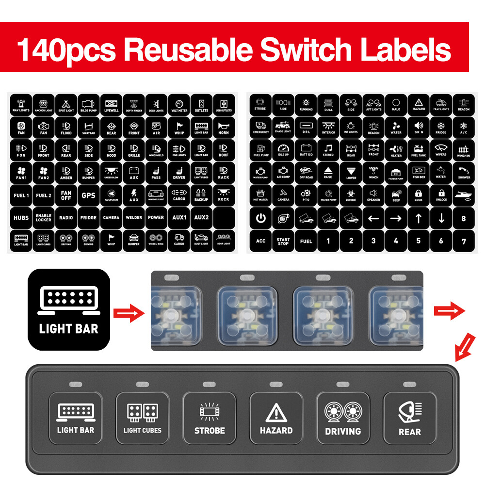 6 Gang Switch Panel Auxiliary Circuit Control Relay System for Jeep Wrangle JK