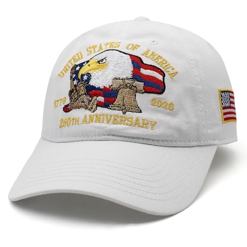 Patriotic 250th Anniversary USA Hat w/ Embroidered Eagle & Flag