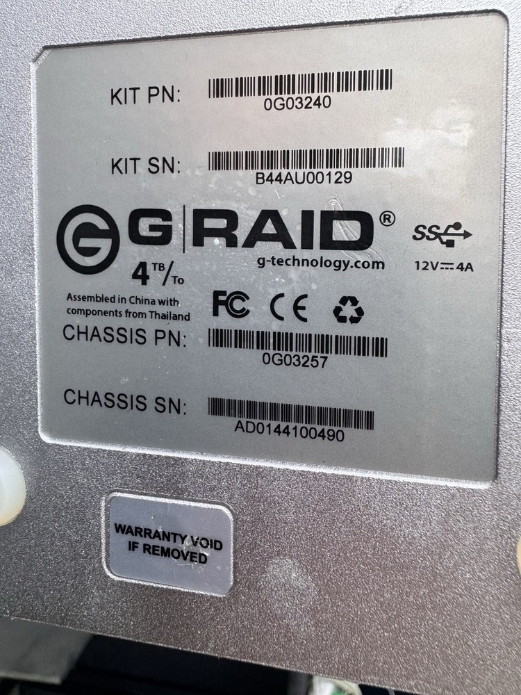 G-Technology G-RAID 4TB RAID External Drive 2x2TB USB 3.0 eSATA FW800