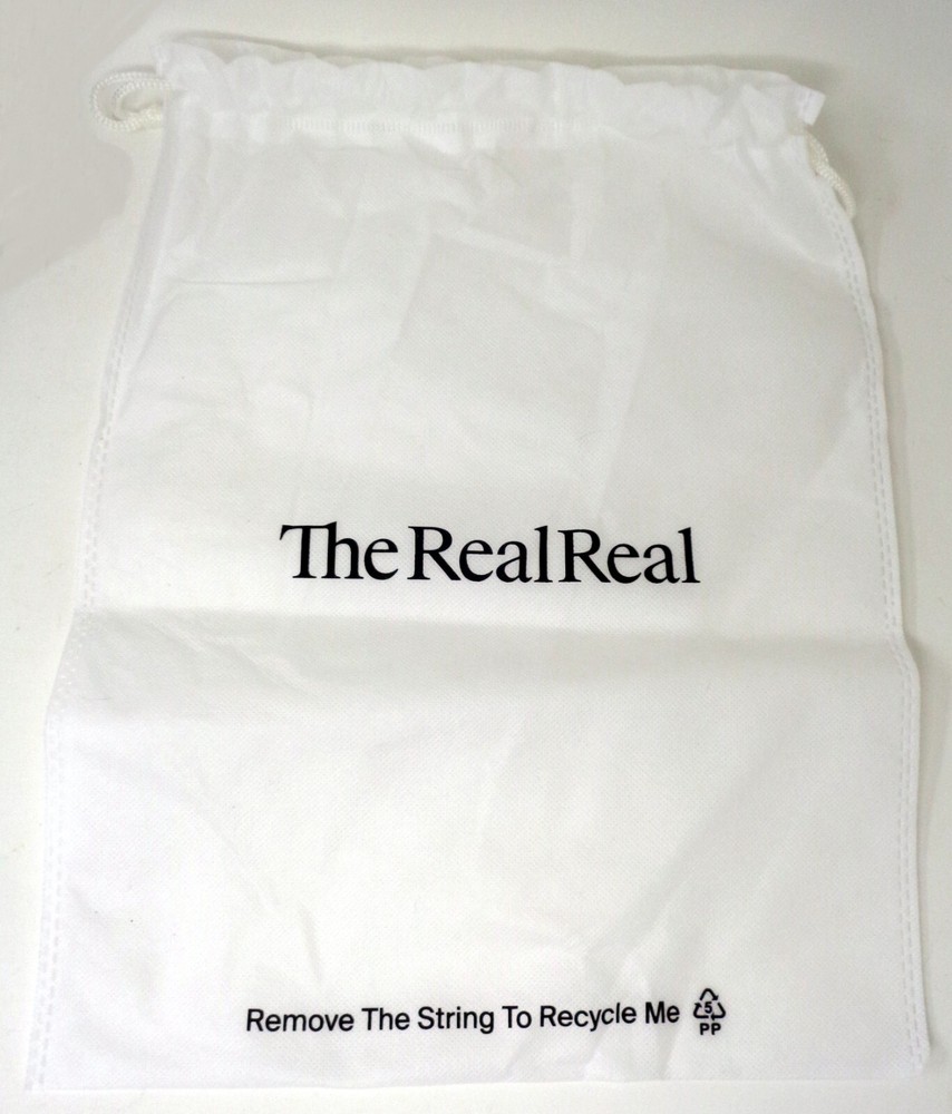 The Real Real White 17x20 Drawstring Bag