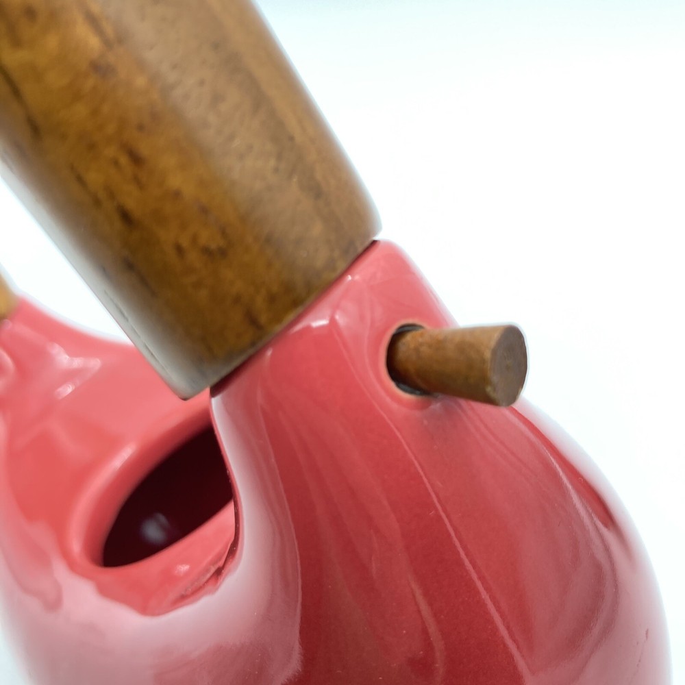 Teapot Red Envelope Red Chinese Ceramic Wood Handle 20 Oz Hanging Diffuser Peg