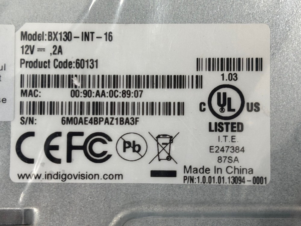 IndigoVision BX130-INT-16 Channel Analog - Digital Video/Audio Encoder w/Adapter