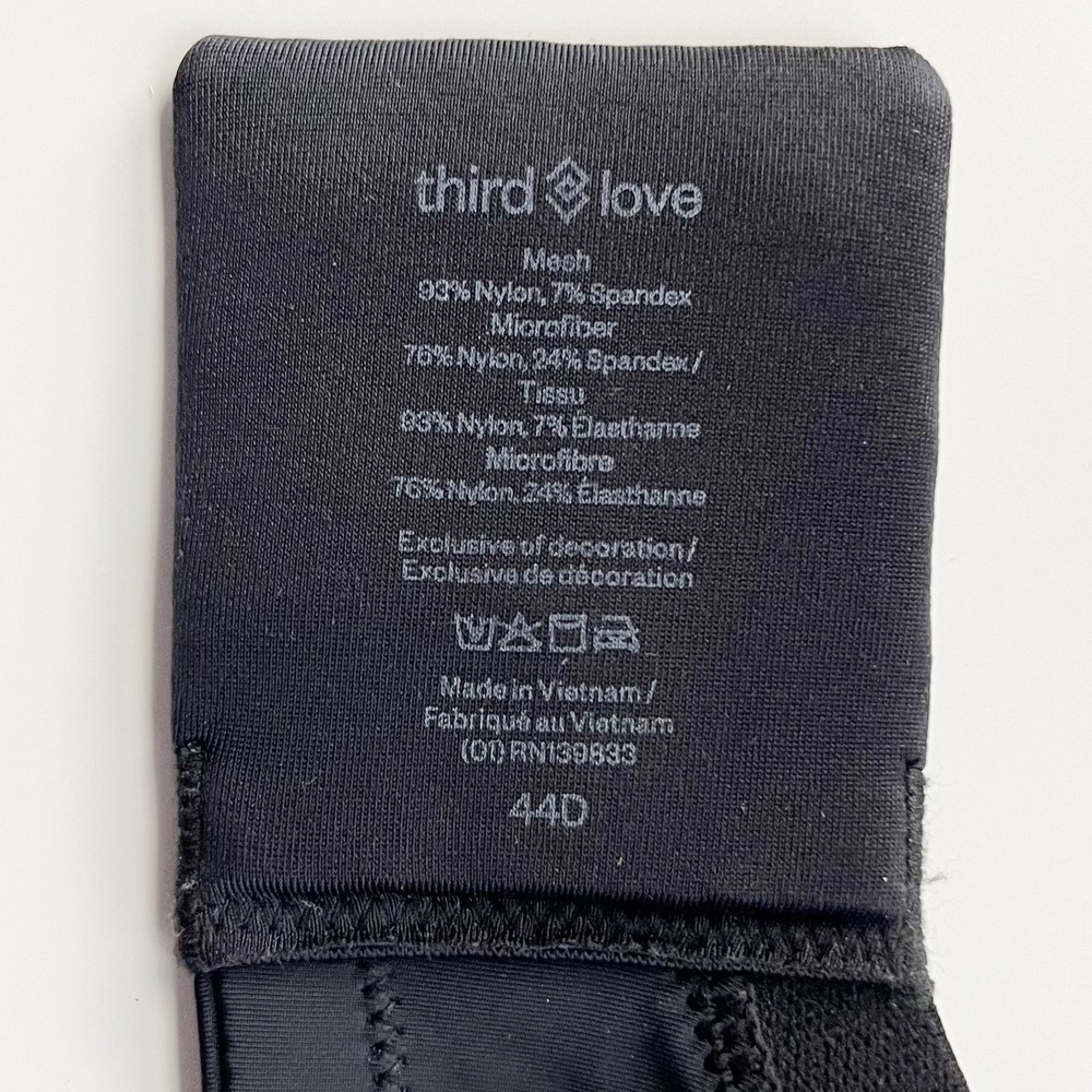 ThirdLove Classic Uplift Plunge Bra 44D Black Underwire
