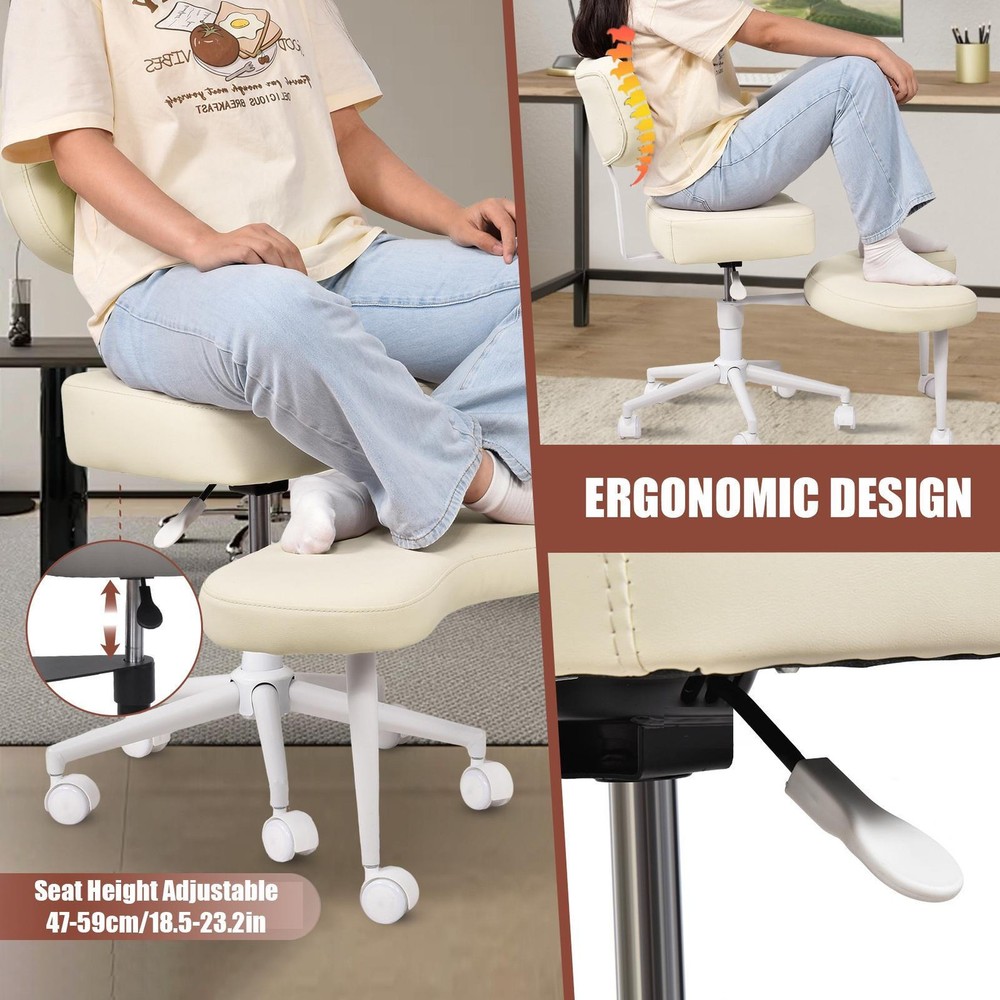Height Adjustable Seat with Wheels for ADHD, Kneeling Chair with Back Support