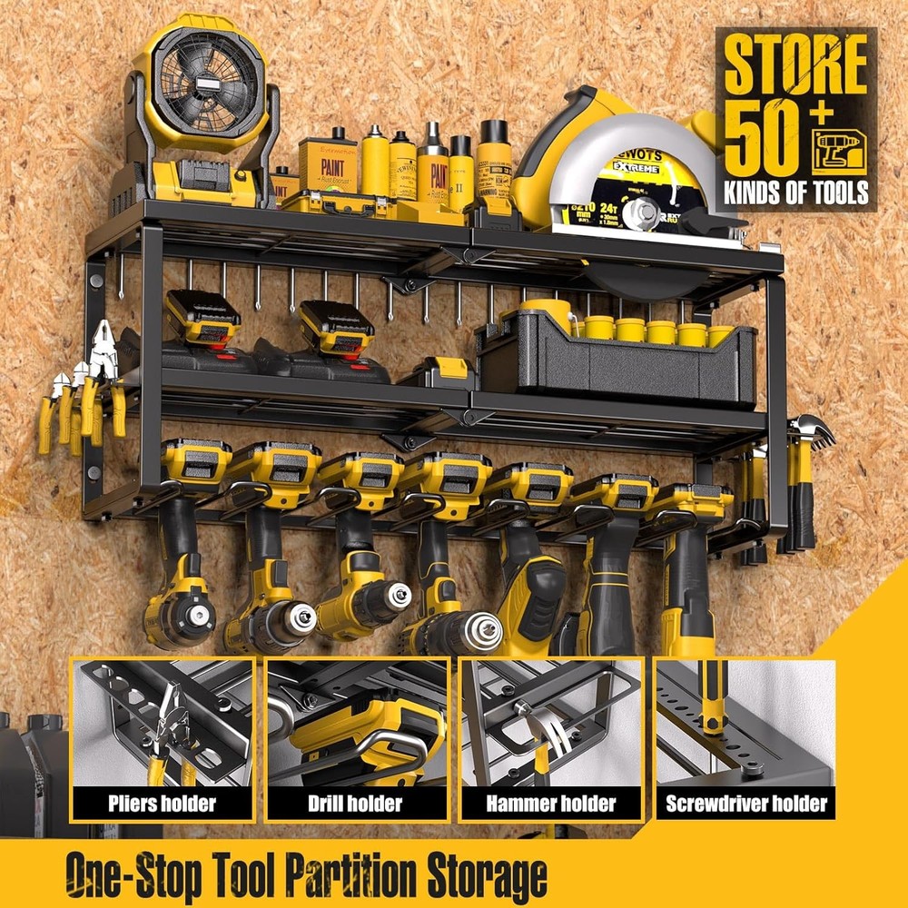 Power Tool Organizer Heavy Duty Drill 3-Layer Holder Wall Mount Storage Rack XL