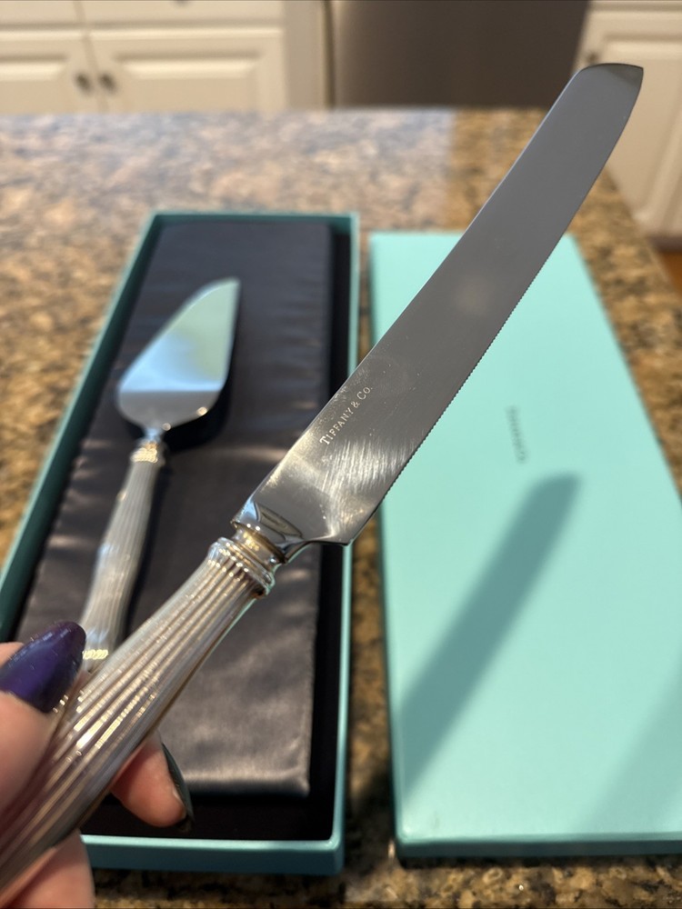 Tiffany & Co. Lotus Pattern Sterling Silver Wedding Cake Serving Set