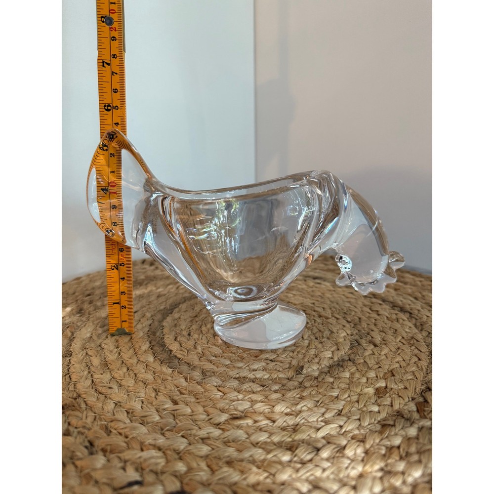 Vannes le Chatel crystal art glass chicken candy dish or planter