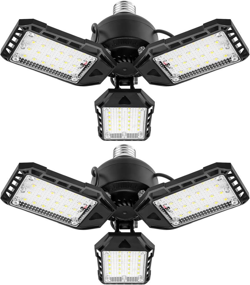 LED Garage Lights Bulb 2 Pack 80W 8000LM 6500K Deformable Panels Barn Light