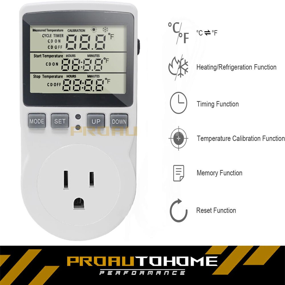 Digital Thermostat Heating Cooling Temperature Controller Outlet Plug w/ Probe