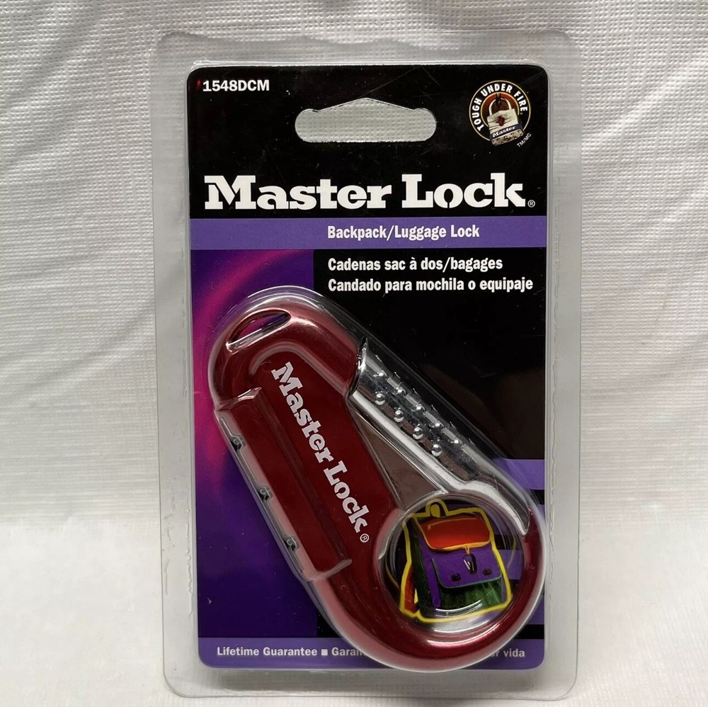NEW MASTER LOCK COMBINATION BACKPACK LOCK, 1548DCM RED
