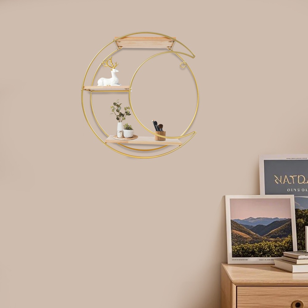 3-tier Round+ Moon Storage Display Rack Storage Display Rack Wall Mounted Shelf