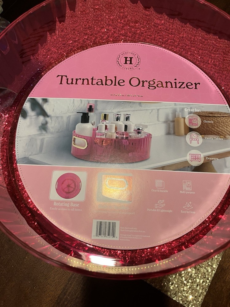 Hot pink turntable organizer