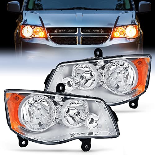 Headlight Assembly Compatible with 2011 2012 Chrome Housing + Amber Reflector