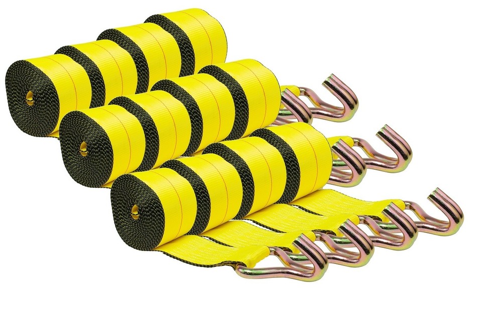 (12 Pack) 3"X30' Winch Straps w/wire hook, WLL 5000  Flatbed Tie Down Strap