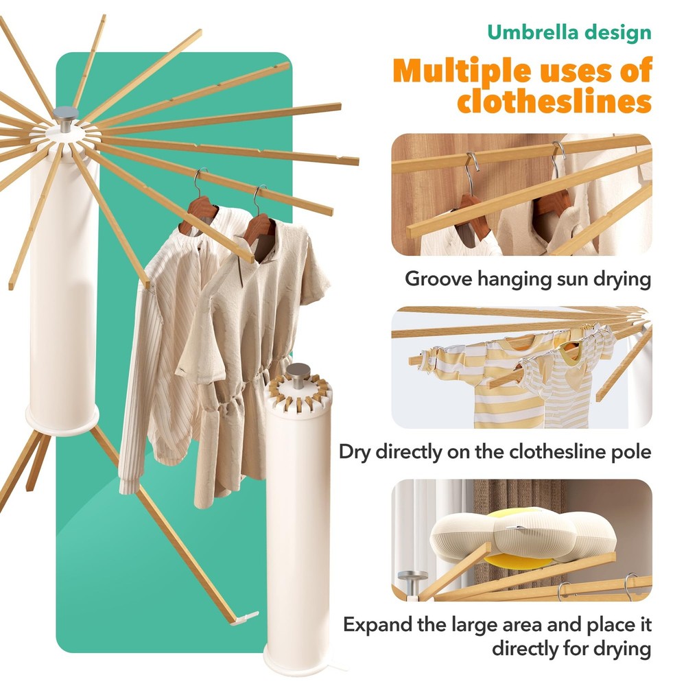 Tripod Clothes Drying Rack, Laundry Drying Rack for Clothing, Foldable Collap...