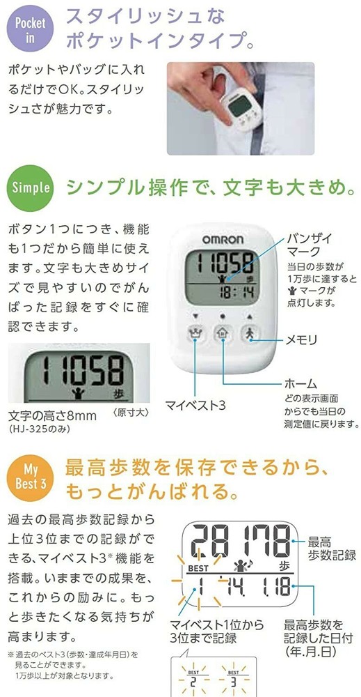 OMRON pedometer HJ-325 From Japan