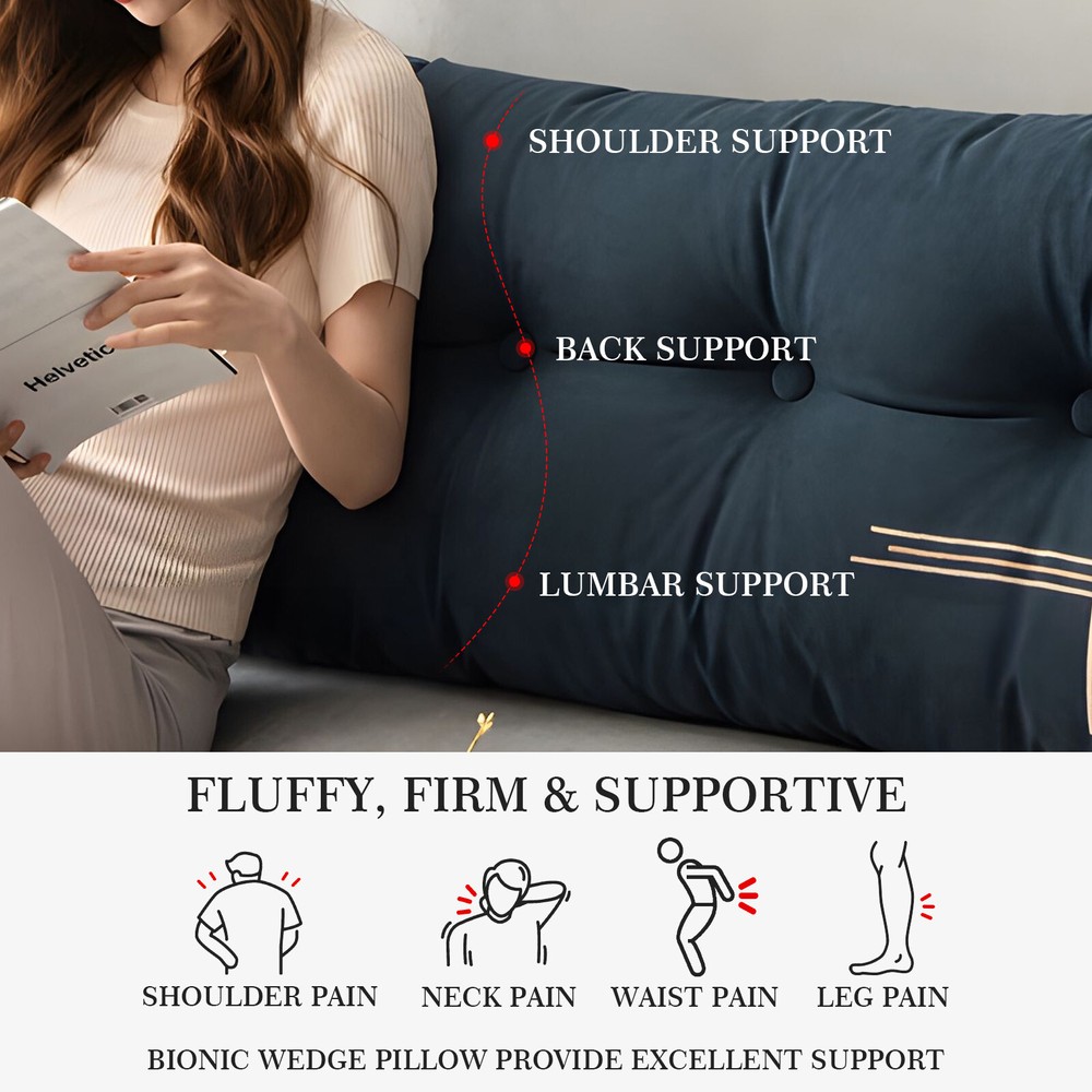 Triangle Headboard Pillow Full Filling Backrest Positioning Support Wedge Pillow