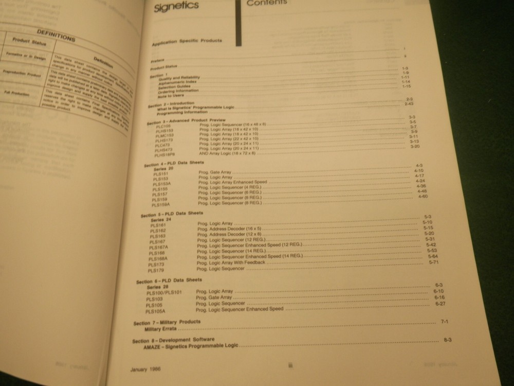 Vintage Signetics Programmable Logic Data Manual 1986 Catalog/Manual