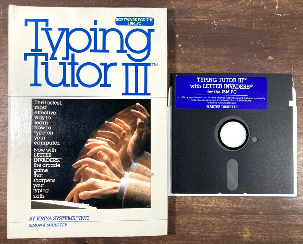 Vintage Typing Tutor III Letter Invaders 1984 IBM PC Software 5.25" Disk Manual