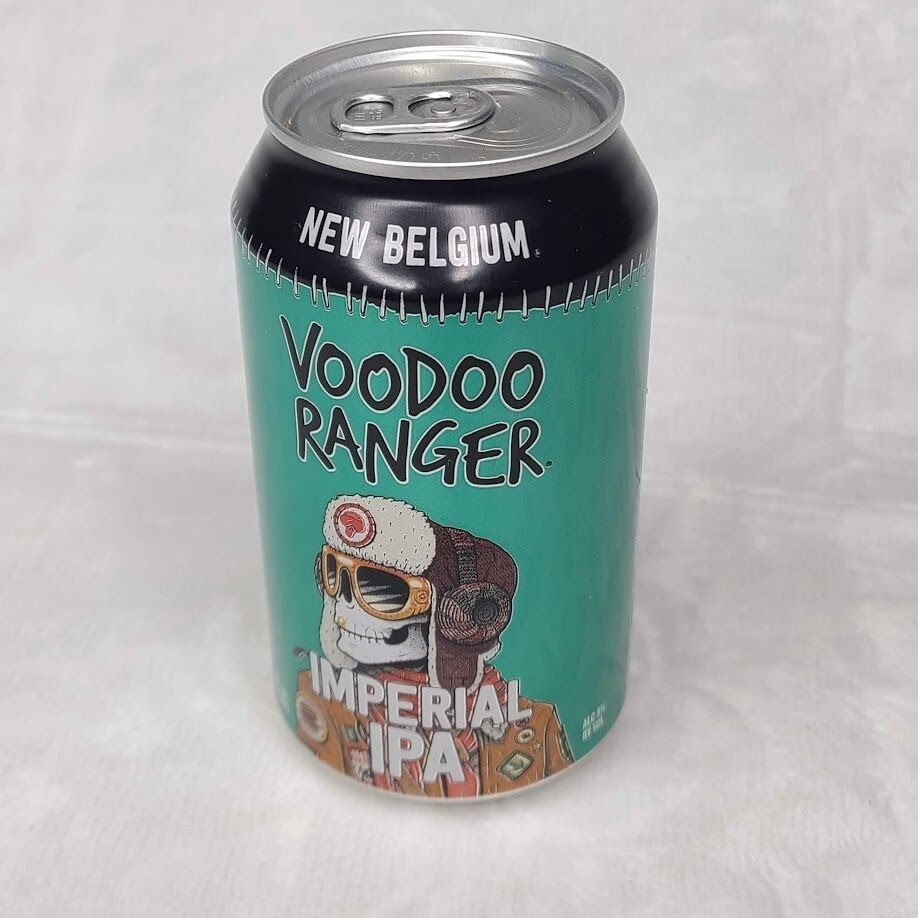 New Belgium Voodoo Ranger IPA Empty Beer Can Bottom Opened 12oz Skeleton Pilot