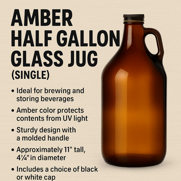 LD Carlson Amber Half Gallon Glass Jug (Single)