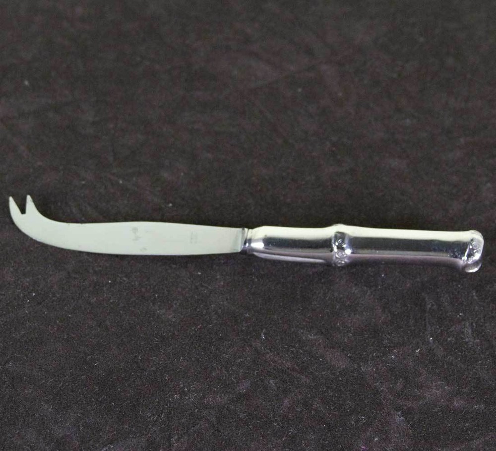 Vintage Silver Cheese Knife, Bamboo