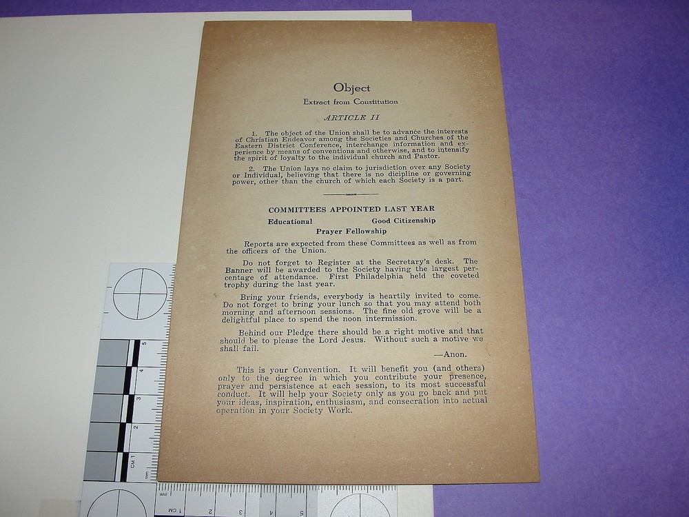 1921 Eastern District Mennonite Conference Program - Saucon Church Lehigh Valley