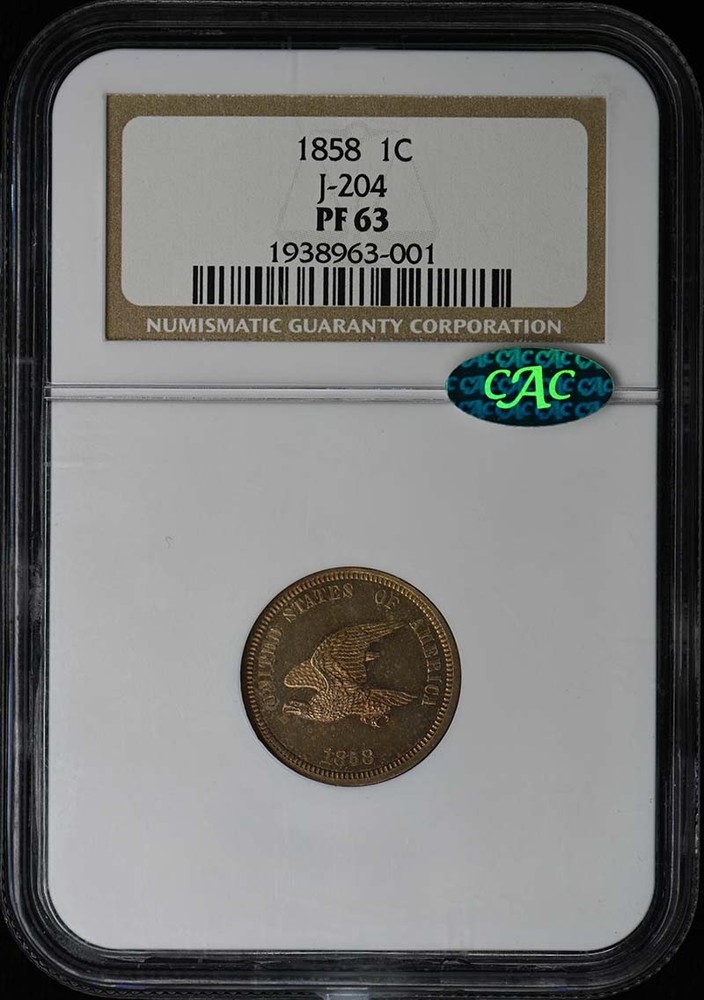 1858 Pattern Flying Eagle Pattern J-204 1C NGC PR63 (CAC)