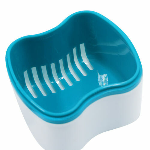 Dental Bath Appliance Denture Teeth Box Storage Case Rinsing Basket Container