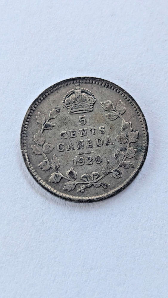 Canada 5 cents 1920 Silver Coin