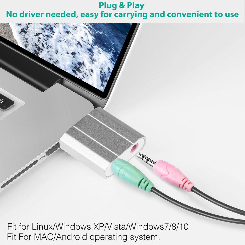USB Audio Adapter External Stereo Sound Card