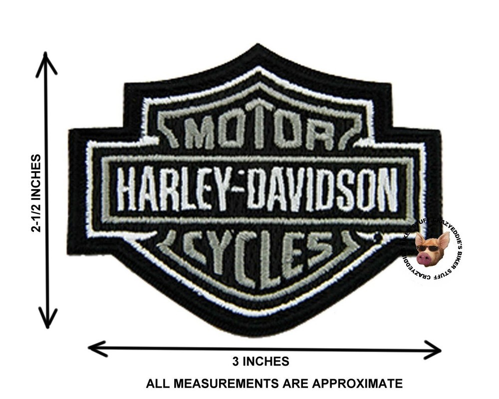 X HARLEY DAVIDSON CLASSIC BAR & SHIELD VEST PATCH **SMALL ** GRAY