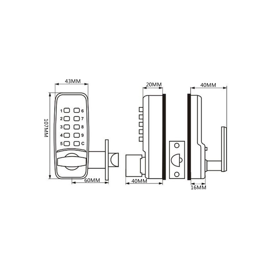 Digital Mechanical Door Lock Keyless Entry Exterior Combination Code Waterproof