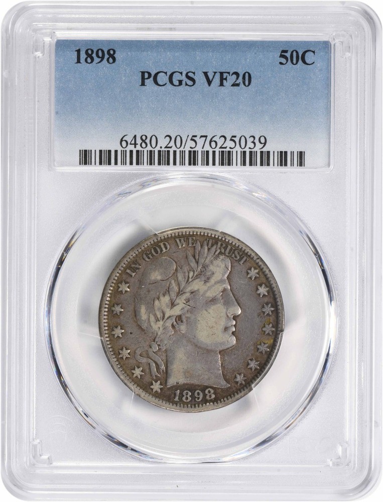 1898 Barber Silver Half Dollar VF20 PCGS