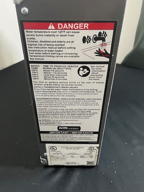 AO Smith R4LA-180E 18 Kilowatt 240 Volt 4 Chamber Electric Tankless Water Heater