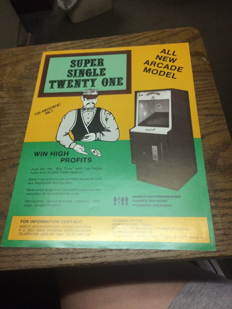 Mirco SUPER SINGLE TWENTY ONE Game flyer- original