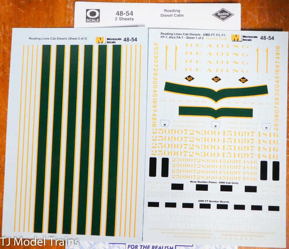 Microscale Decal #48-54 RDG Diesels (Reading Diesel Cabs) Decal