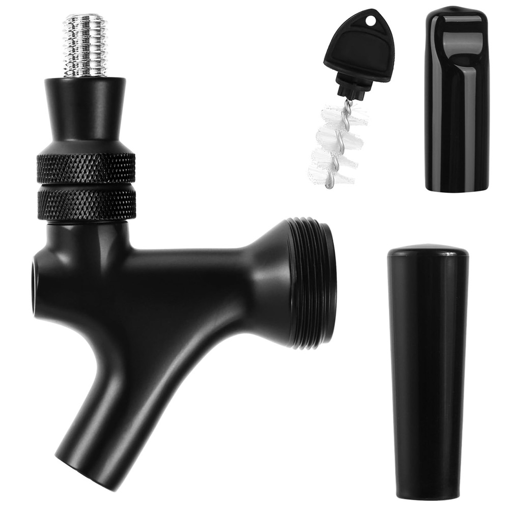 Black Beer Faucet, Stainless Steel Core Commercial Kegerator Draft Beer Fauce...