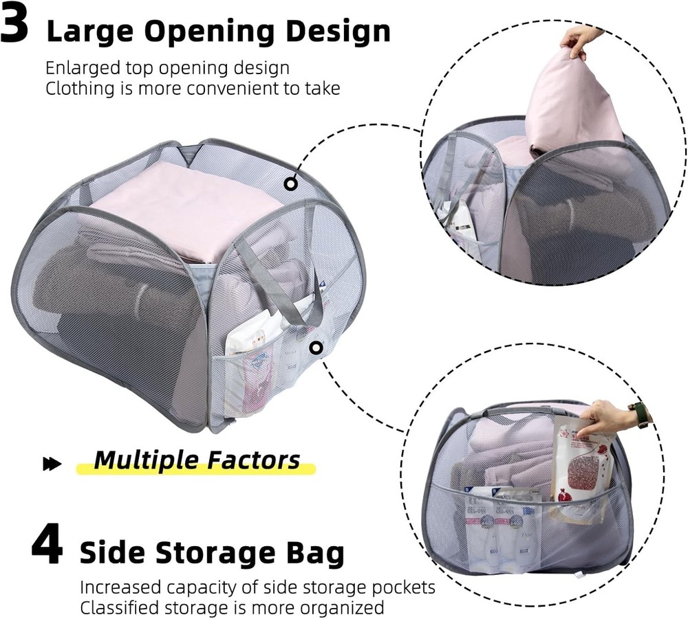 Collapsible Laundry Basket, 90L Foldable Pop-up Laundry Hamper with Handles, ...