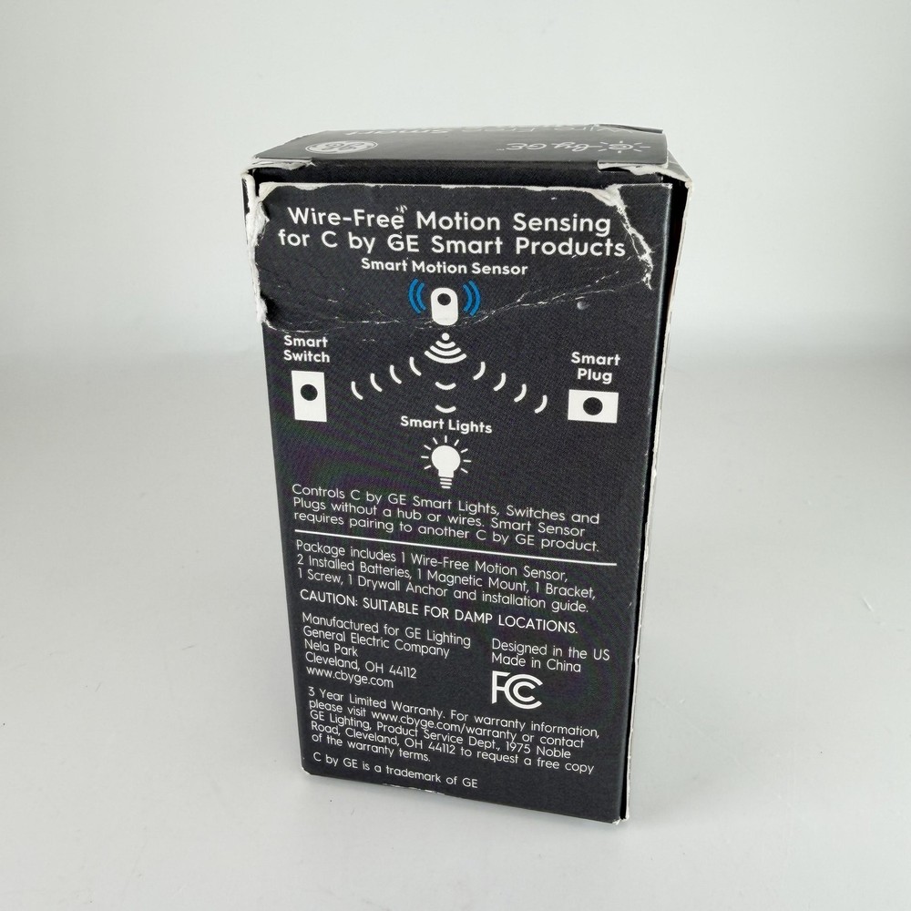 GE C By GE Smart Motion Sensor Wire-Free Battery Powered Programmable Lighting