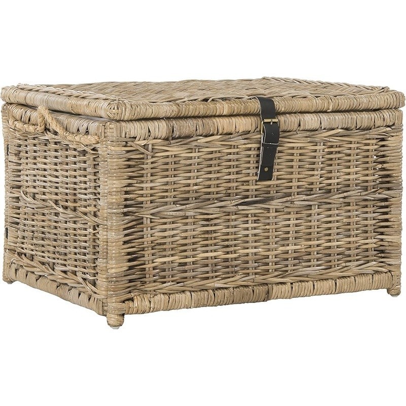 Versatile Wicker Storage Trunk Decorative Bench W/ Cushioned Lid Large Capacity