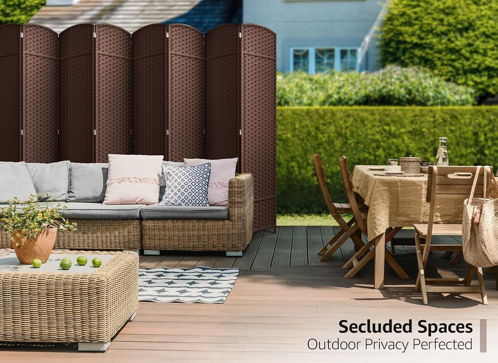 8 Panel Room Divider 6 Ft. Tall - Privacy Screen, Extra Wide Double Hinged Panel